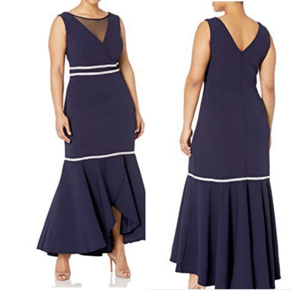 R & M RICHARD  ILLUSION NECKLINE GOWN